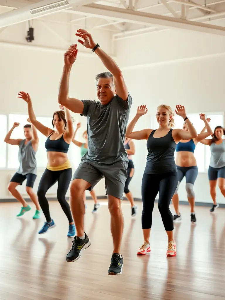A photo of a Savate conditioning class, showing participants engaged in various exercises to improve strength, endurance, and agility.